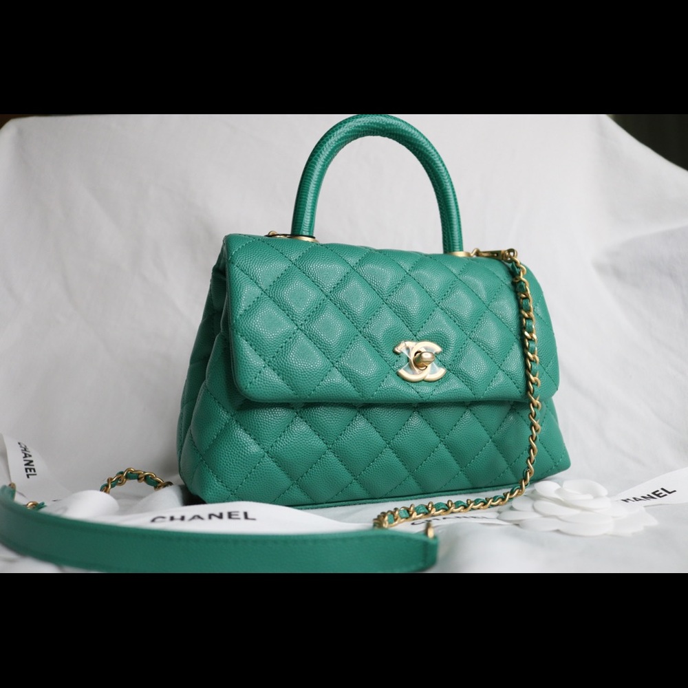 AUTHENTIC CHANEL GREEN COCO HANDLE - Picture 6 of 8